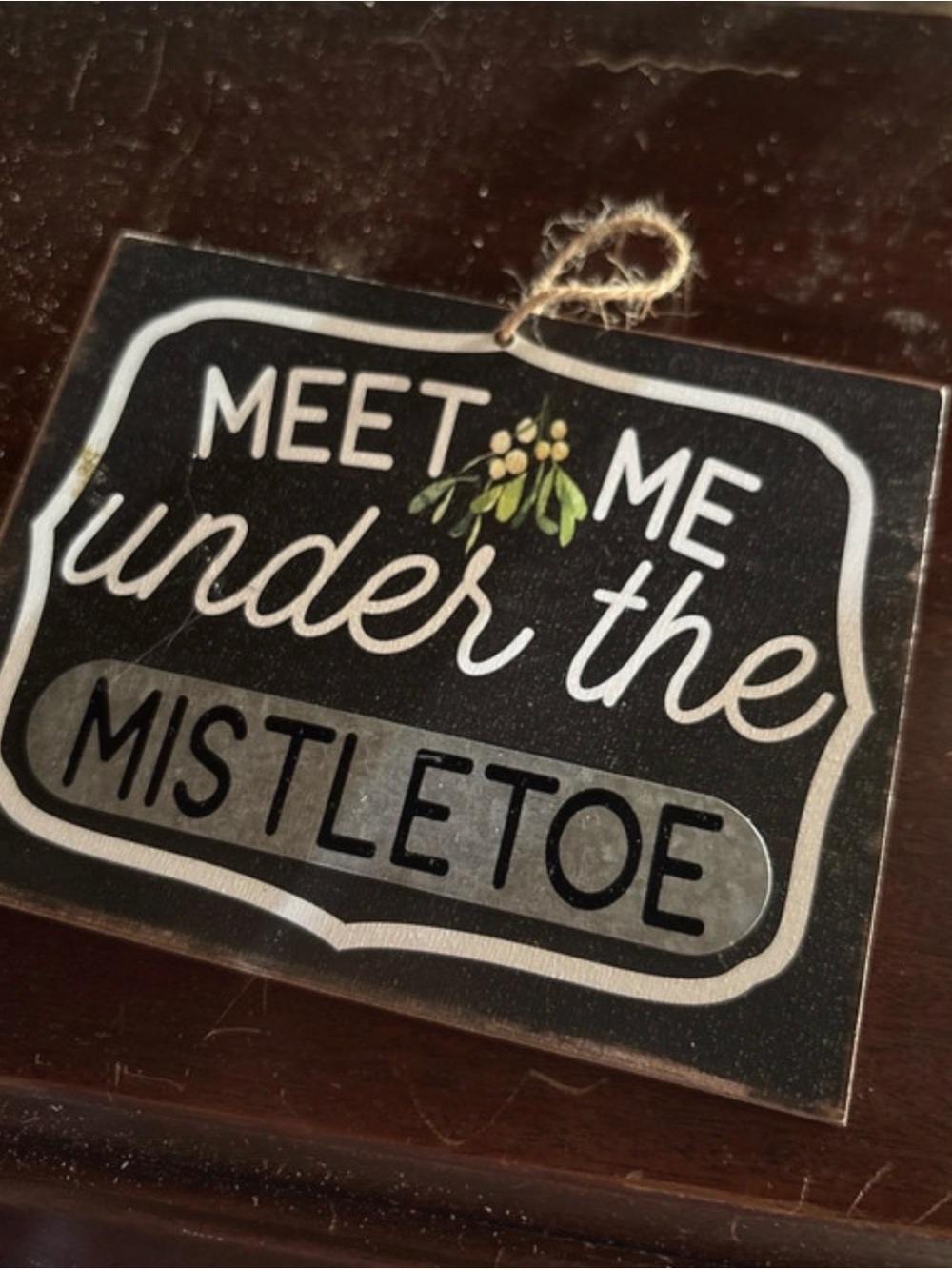 Meet Me Under the Mistletoe Wall Sign - Black & White